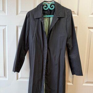 GAP Vintage Women M Black Long Trench Coat Jacket Lightweight Classic Style